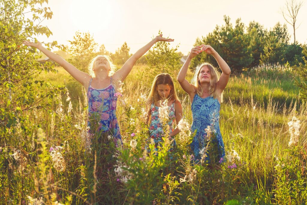 Three campers enjoying camp